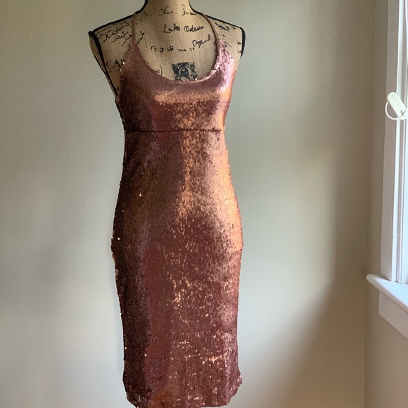 Nasty Gal Rose Gold sequin dress size 4 - Picture 11 of 16